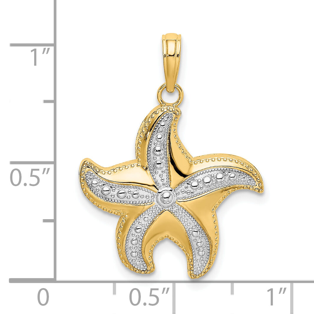 10K w/Rhodium D/C Polished Starfish Charm-10K9391