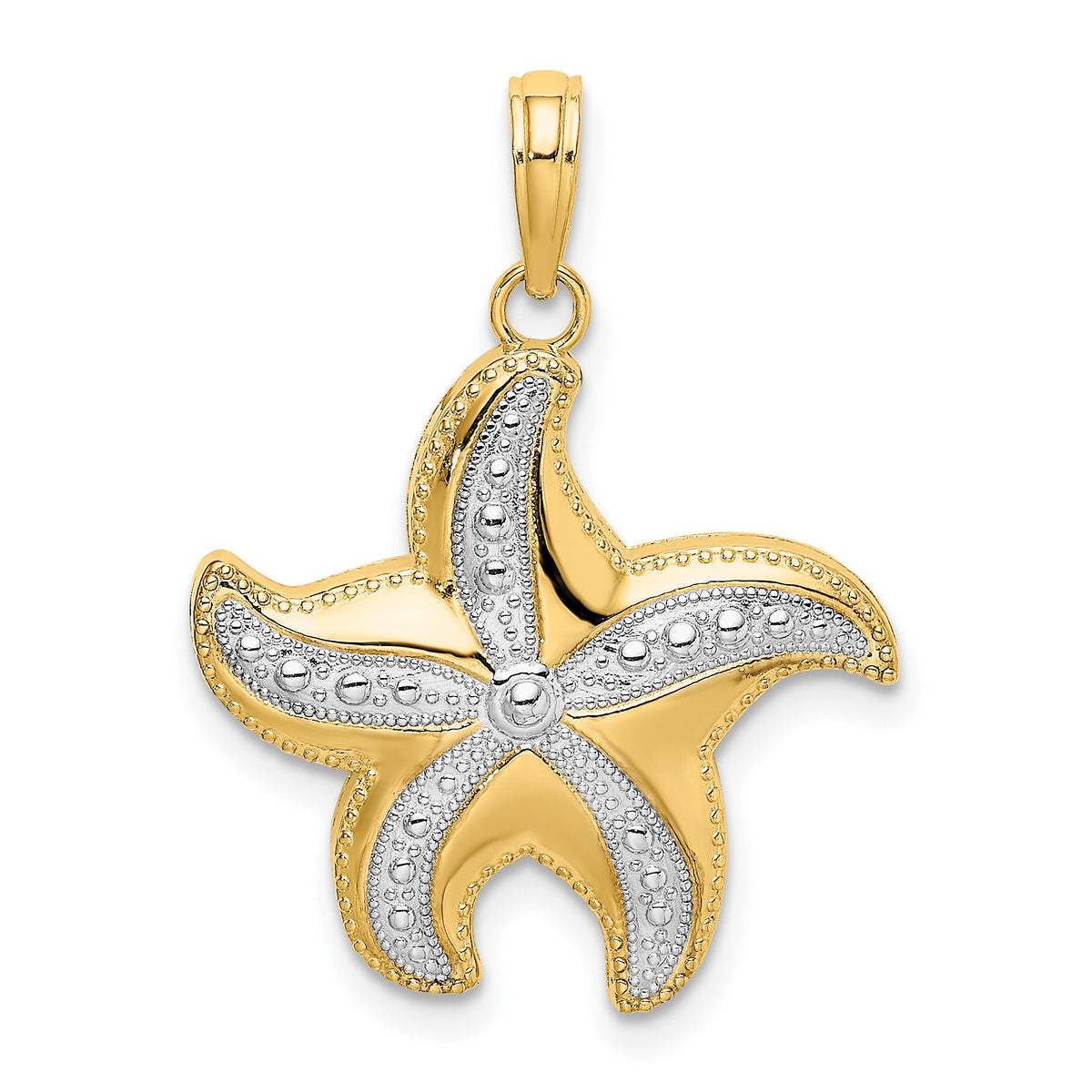 10K w/Rhodium D/C Polished Starfish Charm-10K9391