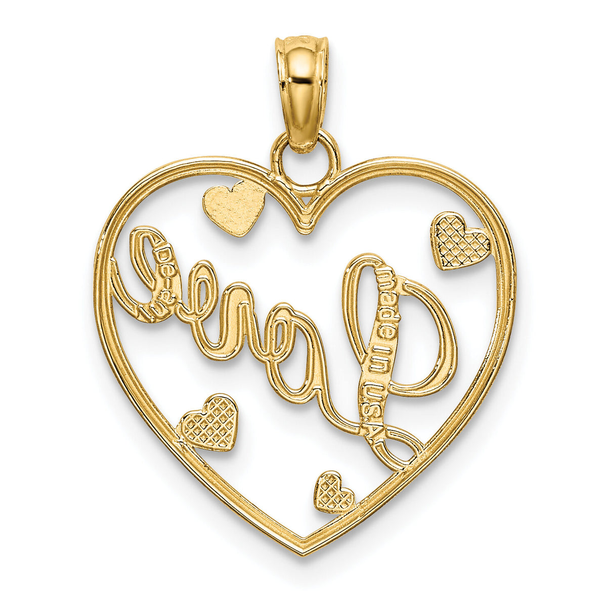 10k w/Rhodium LOVE w/Hearts Pendant-10K9395