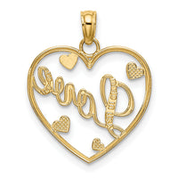 10k w/Rhodium LOVE w/Hearts Pendant-10K9395