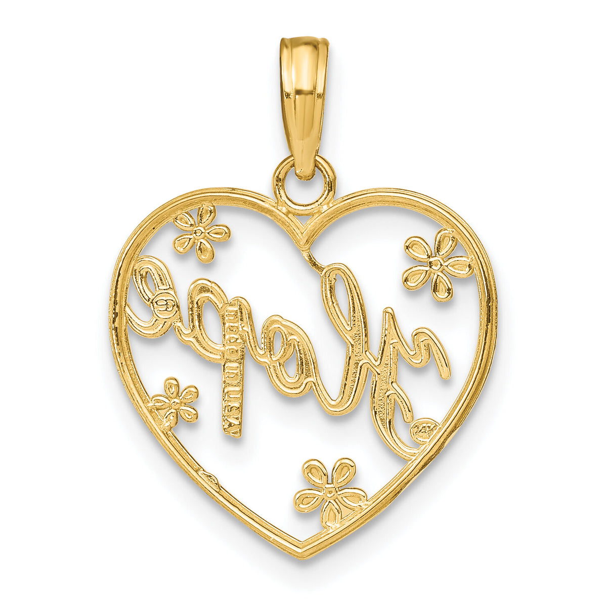 10k w/Rhodium Hope In Heart w/Flowers Charm-10K9397
