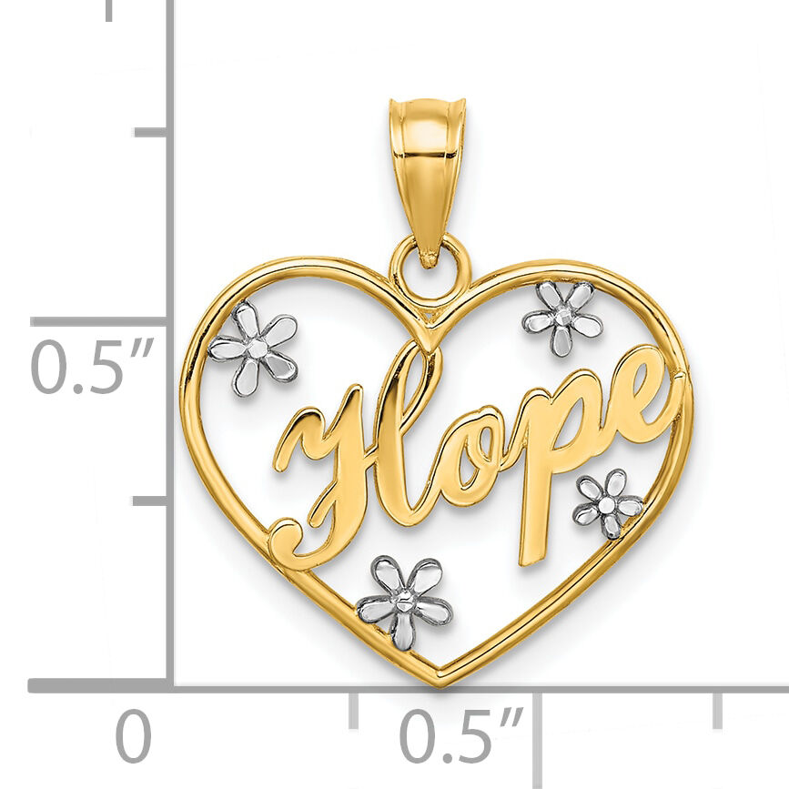 10k w/Rhodium Hope In Heart w/Flowers Charm-10K9397