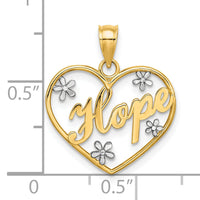 10k w/Rhodium Hope In Heart w/Flowers Charm-10K9397