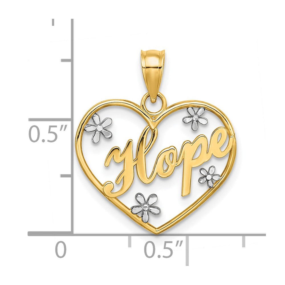 10k w/Rhodium Hope In Heart w/Flowers Charm-10K9397