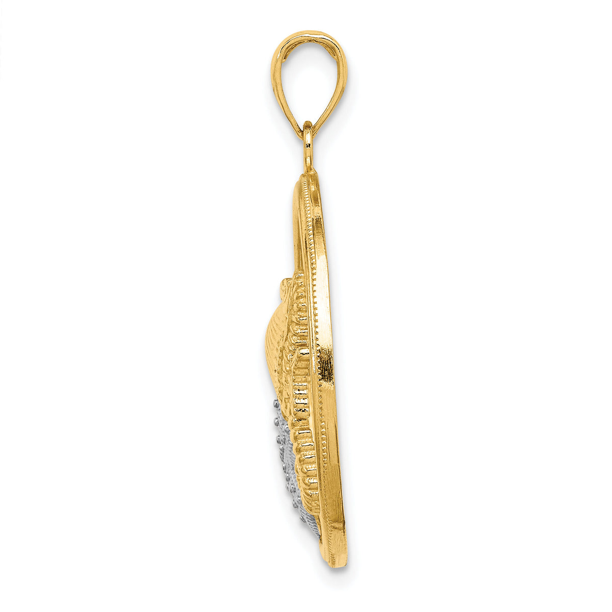 10k w/Rhodium Scallop, Starfish ,Seahorse Circle Charm-10K9404