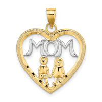 10K W/ Rhodium Heart With 2 Kids MOM Charm-10K9407