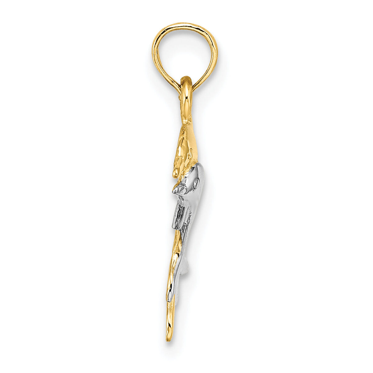 10K w/ Rhodium 2-D Polished Dolphins Charm-10K9408