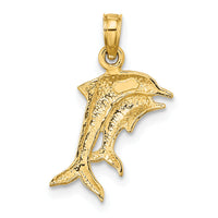 10K w/ Rhodium 2-D Polished Dolphins Charm-10K9408
