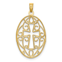 10K w/Rhodium Beaded Filigree Cross Charm-10K9412