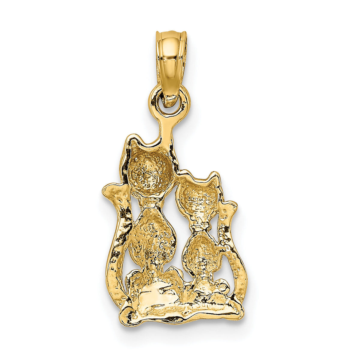 10K W/ Rhodium Polished  Cat and Kitten Charm-10K9413