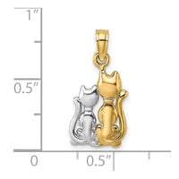 10K W/ Rhodium Polished  Cat and Kitten Charm-10K9413