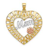 10k Two-tone w/White Rhodium D/C MOM Heart Charm-10K9422