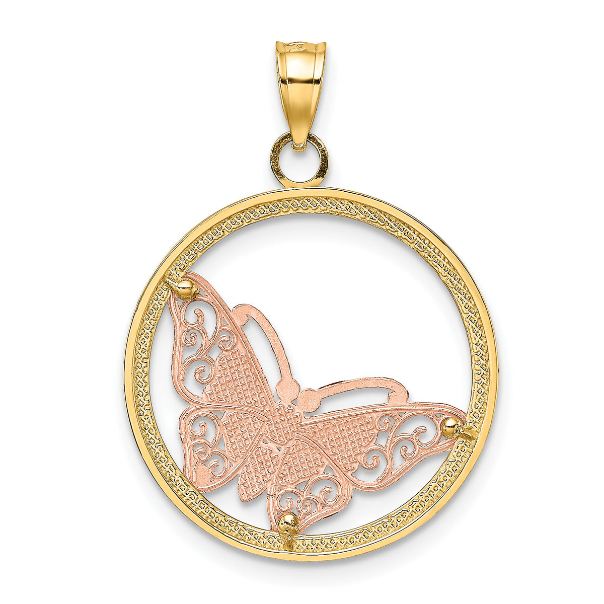 10K Two-tone w/White Rhodium Butterfly Charm-10K9434