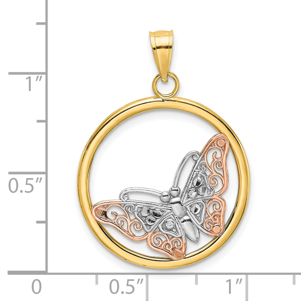 10K Two-tone w/White Rhodium Butterfly Charm-10K9434