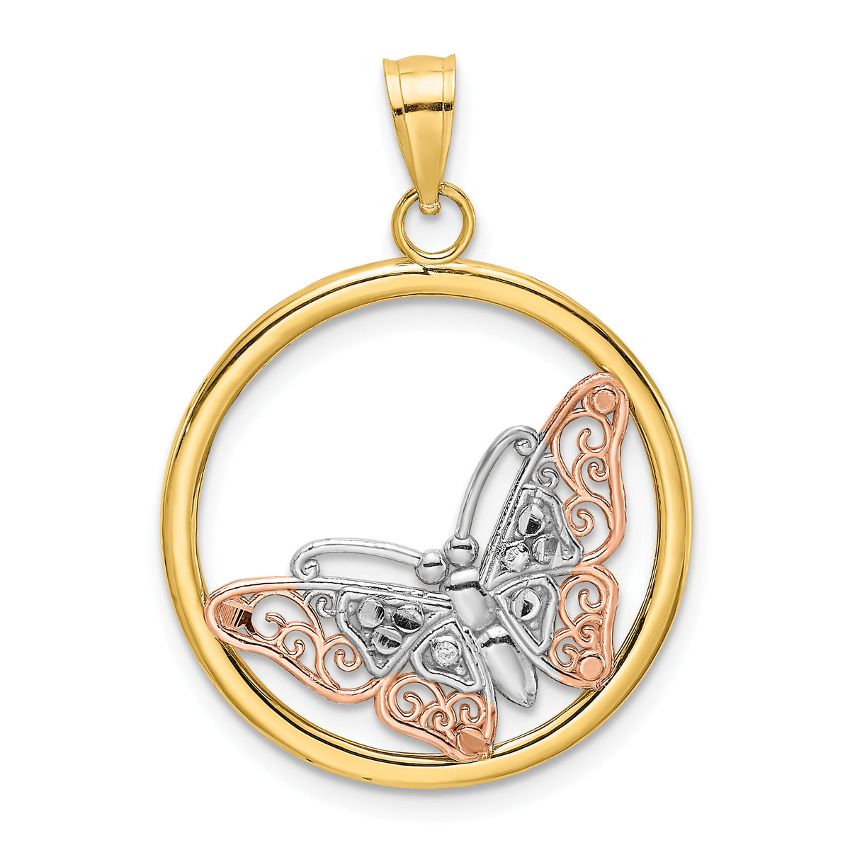 10K Two-tone w/White Rhodium Butterfly Charm-10K9434