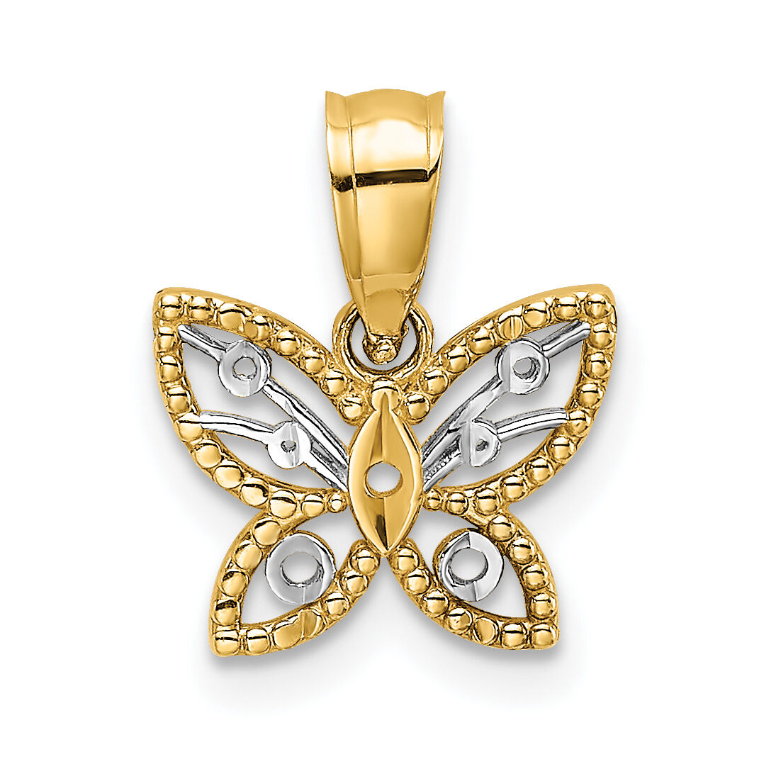 10k w/ Rhodium Mini D/C Butterfly Charm-10K9437