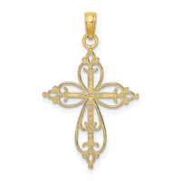 10K W/ Rhodium Beaded Cross Charm-10K9443