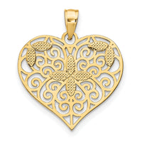 10k w/Rhodium Cut-Out Filigree Flower and Heart Charm-10K9448