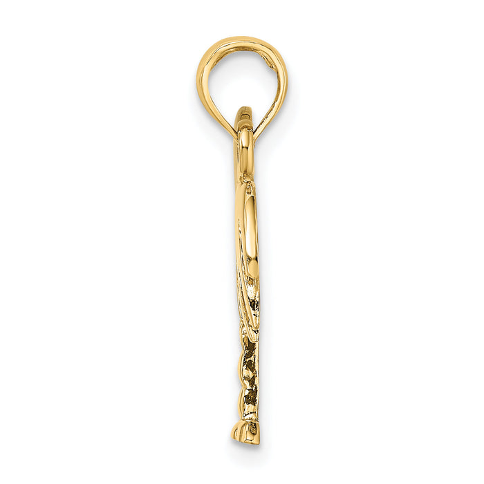 10K W/ Rhodium Polished Charelston Palm Tree Charm-10K9454