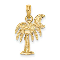 10K W/ Rhodium Polished Charelston Palm Tree Charm-10K9454