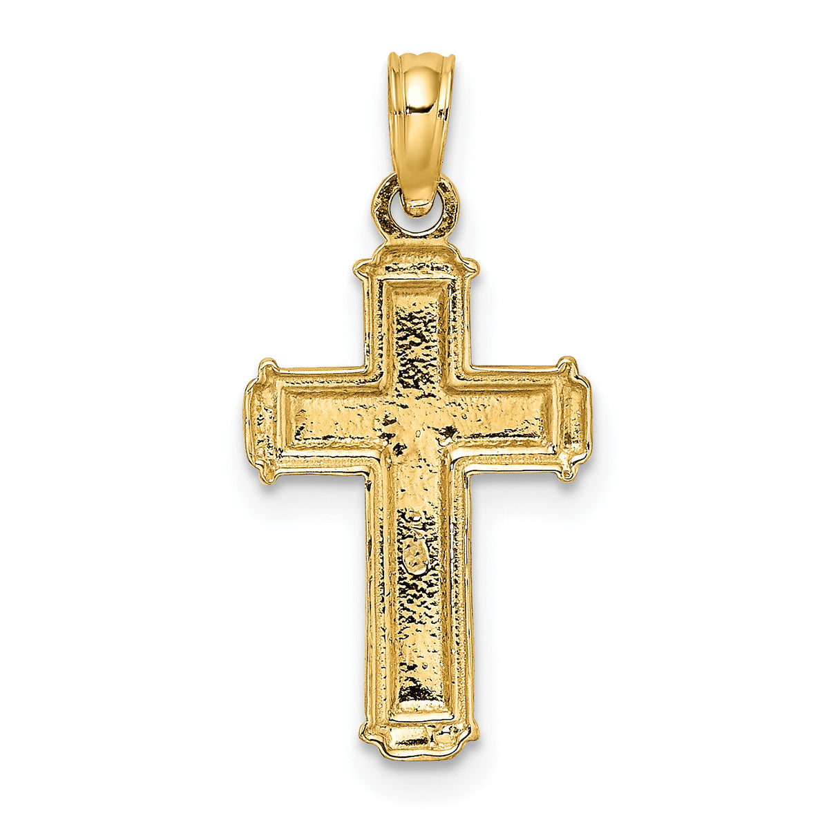 10K W/ Rhodium Polished Block Crucifix INRI Charm-10K9460