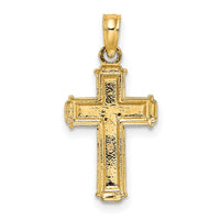 10K W/ Rhodium Polished Block Crucifix INRI Charm-10K9460