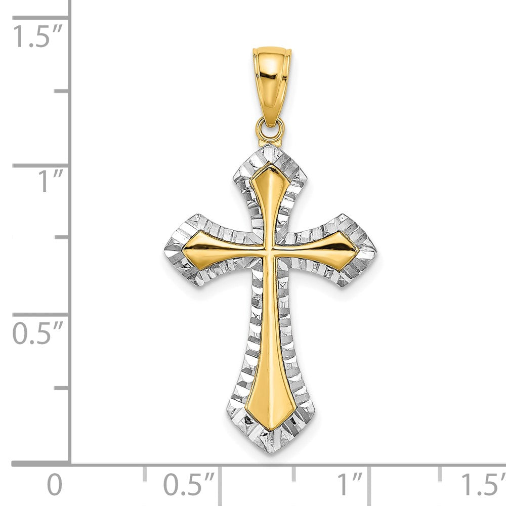 10K W/ Rhodium D/C Reversible Cross Charm-10K9466