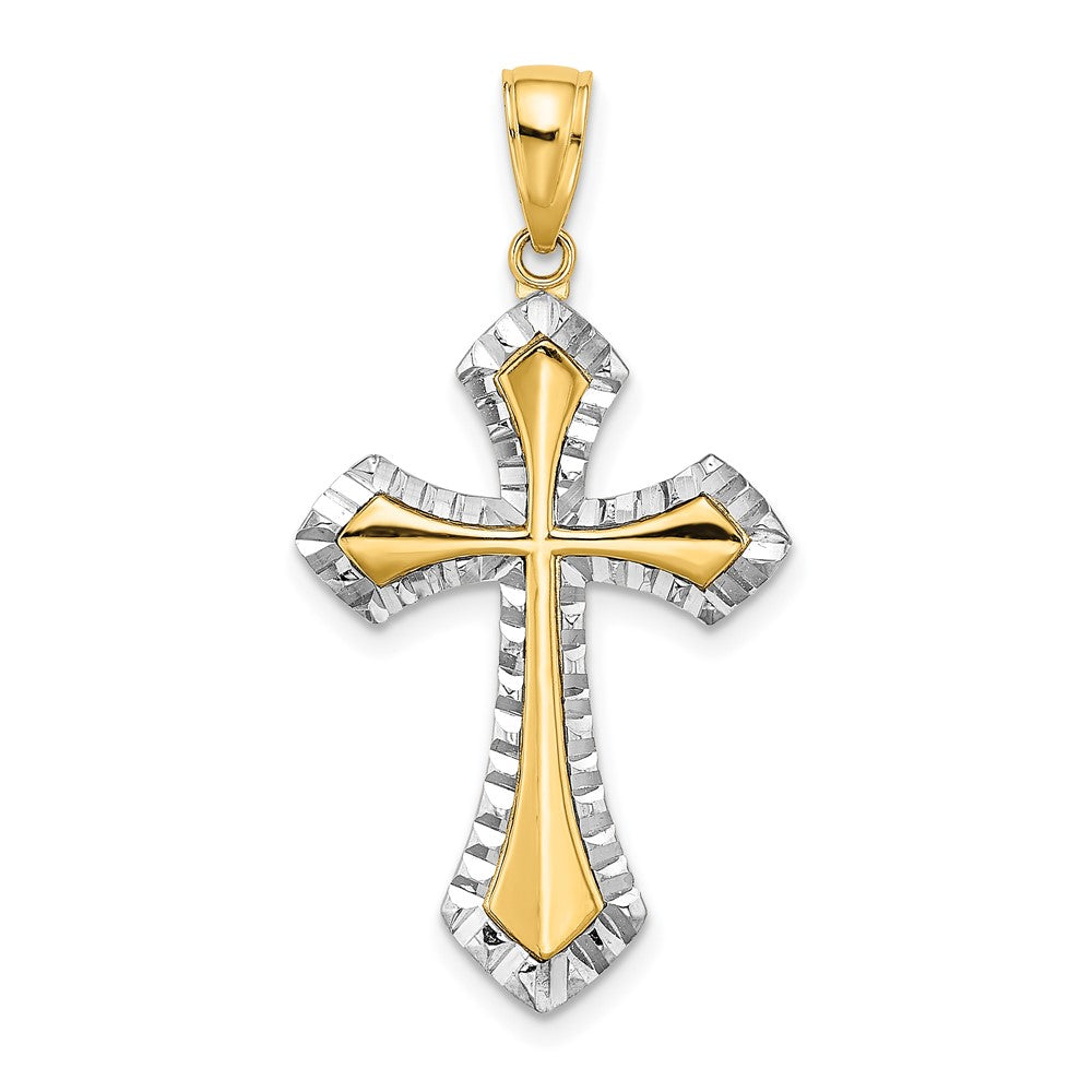 10K W/ Rhodium D/C Reversible Cross Charm-10K9466