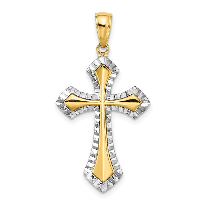 10K W/ Rhodium D/C Reversible Cross Charm-10K9466