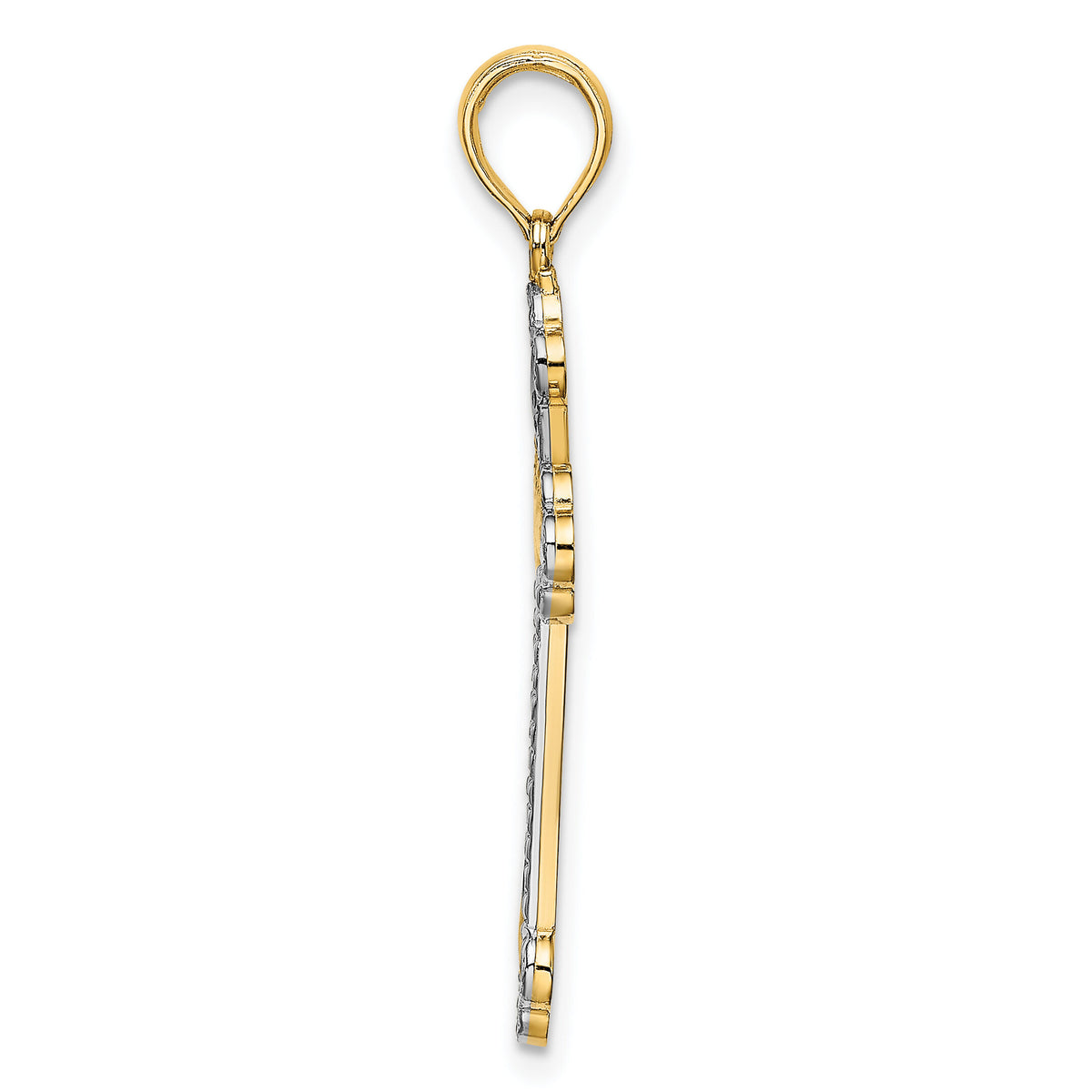 10K W/ Rhodium D/C Reversible Cross Charm-10K9467
