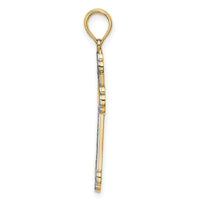 10K W/ Rhodium D/C Reversible Cross Charm-10K9467