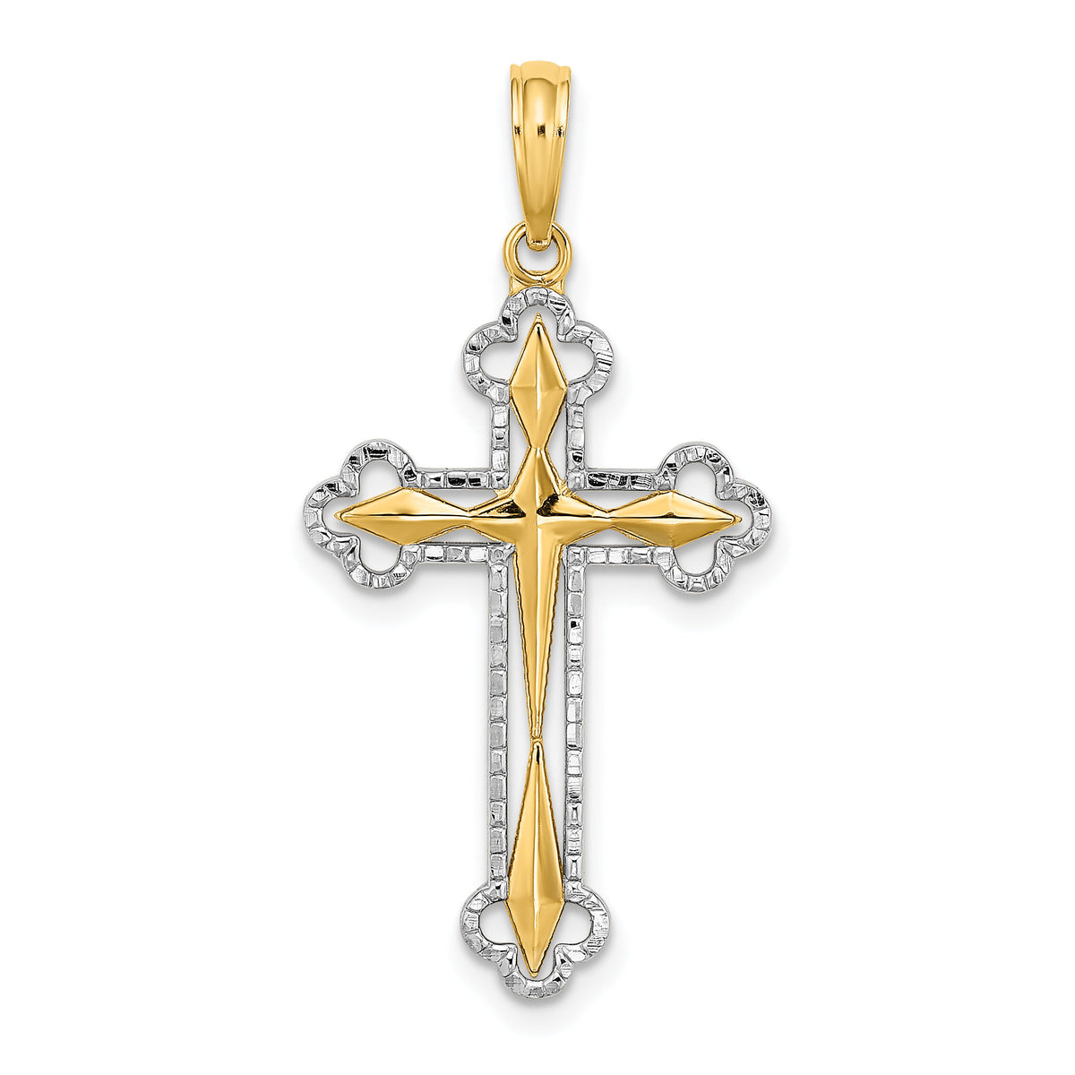 10K W/ Rhodium D/C Reversible Cross Charm-10K9467