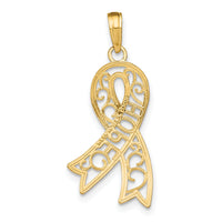 10K W/Rhodium Filigree Ribbon HOPE Charm-10K9480