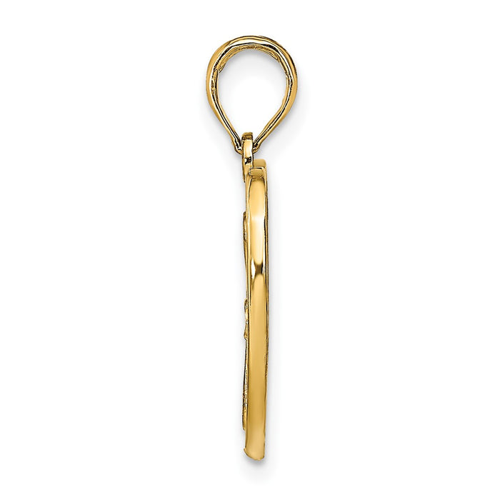 10K W/ Rhodium Beaded Filigree Fashion Heart Charm-10K9486