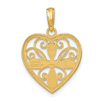10K W/ Rhodium Beaded Filigree Fashion Heart Charm-10K9486