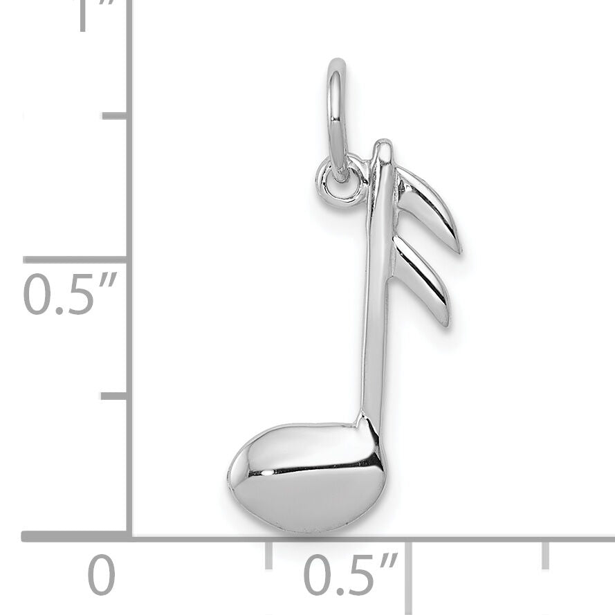 10k White Gold Polished Flat-Backed Musical Note Charm-10K950