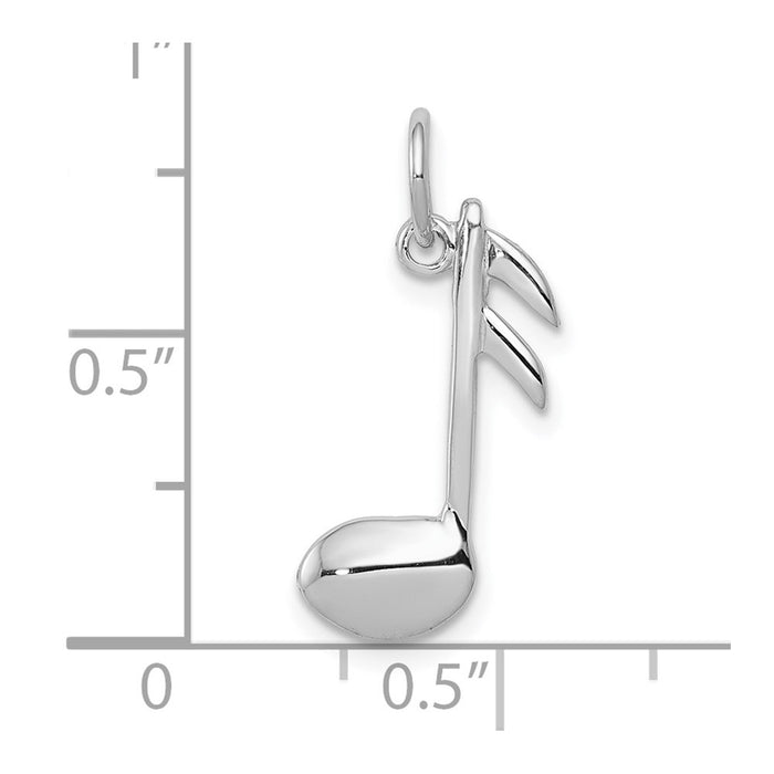 10k White Gold Polished Flat-Backed Musical Note Charm-10K950