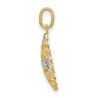 10K w/Rhodium Center Flower and Heart Charm-10K9503