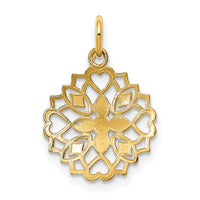 10K w/Rhodium Center Flower and Heart Charm-10K9503
