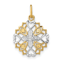 10K w/Rhodium Center Flower and Heart Charm-10K9503