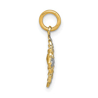 10K w/Rhodium and  D/C Filigree Medallion Charm-10K9508
