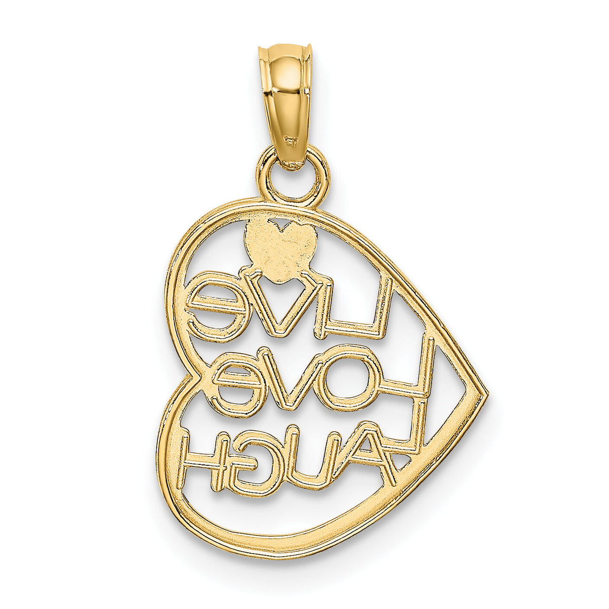 10K w/ Rhodium LIVE LOVE LAUGH In Heart Charm-10K9521