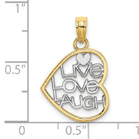 10K w/ Rhodium LIVE LOVE LAUGH In Heart Charm-10K9521