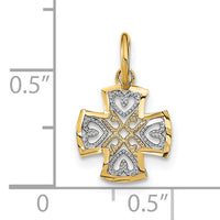 10K w/Rhodium and D/C Hearts In Cross Charm-10K9529