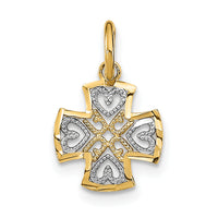 10K w/Rhodium and D/C Hearts In Cross Charm-10K9529