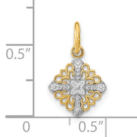 10K w/Rhodium Mini Cross Medallion Charm-10K9532