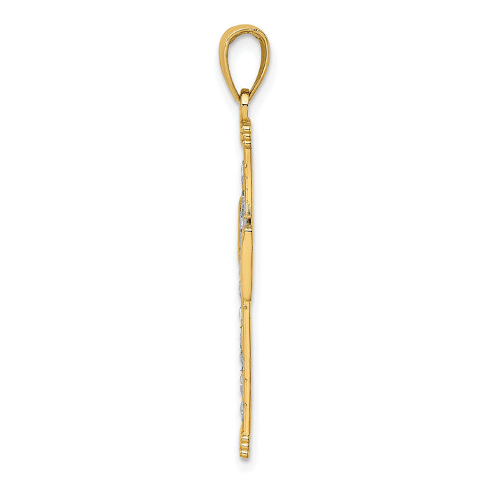 10K W/ Rhodium D/C and Cut-Out Cross Charm-10K9540