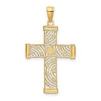 10K W/ Rhodium D/C and Cut-Out Cross Charm-10K9540