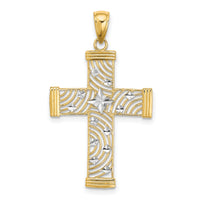 10K W/ Rhodium D/C and Cut-Out Cross Charm-10K9540