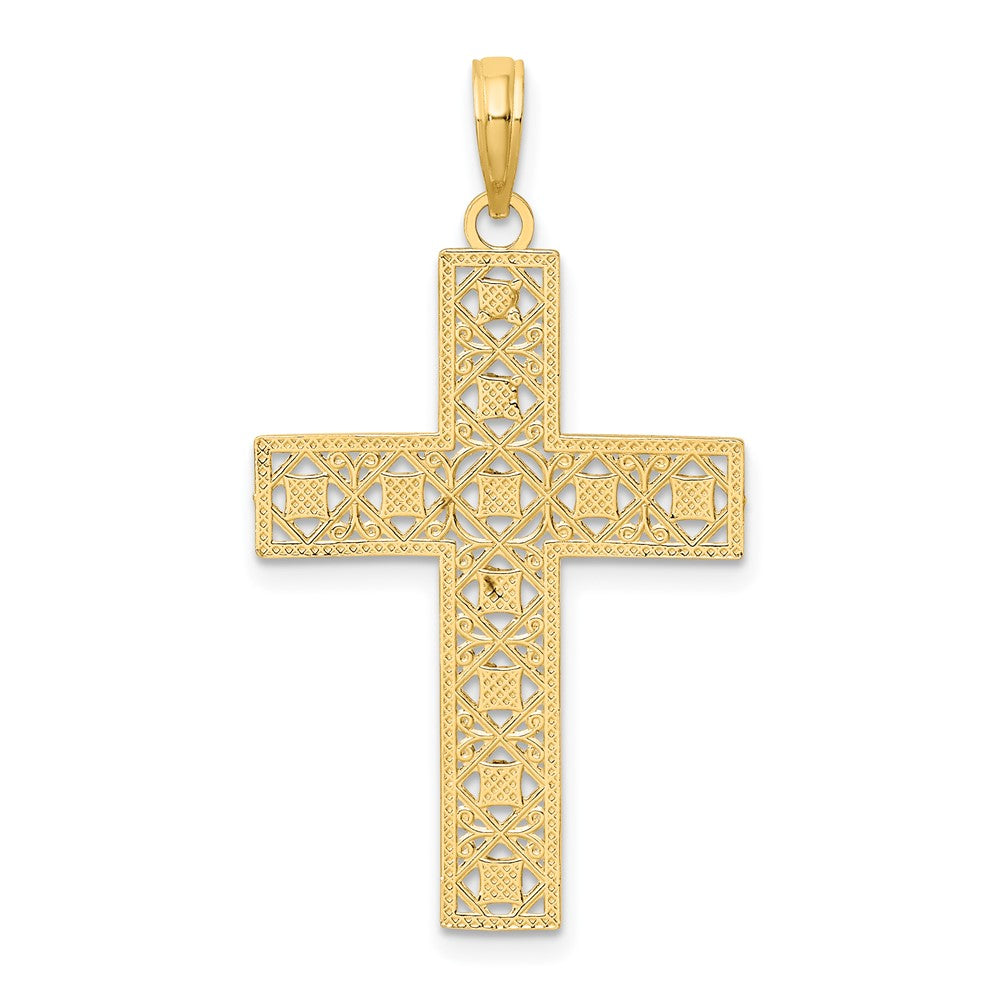 10K W/ Rhodium D/C and Cut-Out Cross Charm-10K9542